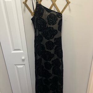 Commense Black Rose One Shoulder Dress